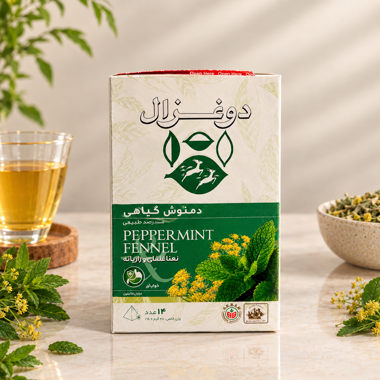 دمنوش نعنا فلفلی و رازیانه دوغزال